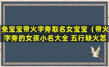 免宝宝带火字旁取名女宝宝（带火字旁的女孩小名大全 五行缺火怎么起名）